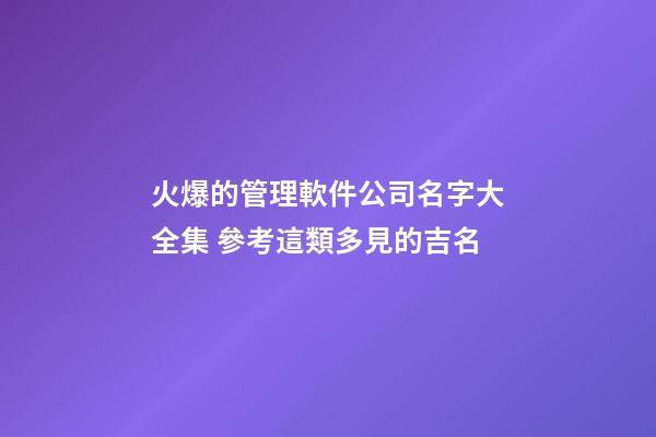 火爆的管理軟件公司名字大全集 參考這類多見的吉名-第1張-公司起名-玄機派